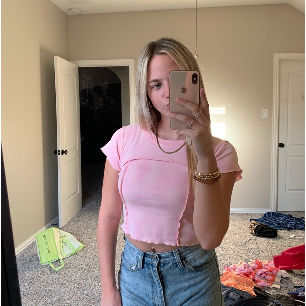 pink crop top